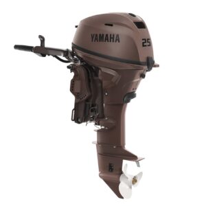 Yamaha 25hp Outboard | Tiller, Electric & Manual Start, 15" Shaft | Matte Brown | F25SWHC3 - USED